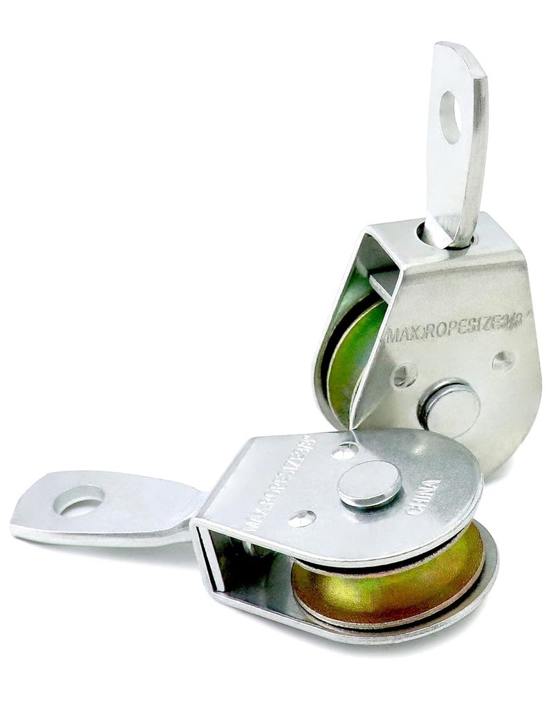 QWORK Single Pulley Block Wheel, 8 Pack Heavy Duty Zinc Plated Iron Single Wheel, 360 Degree Swivel Lifting Rope Pulley Block, Load Capacity 420 Lbs - Image 2